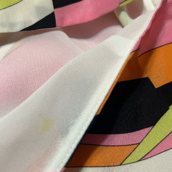 Talbots Vibrant Pink White Green Black Pop Art Abstract Silk Mini Skirt - Picture 4 of 4